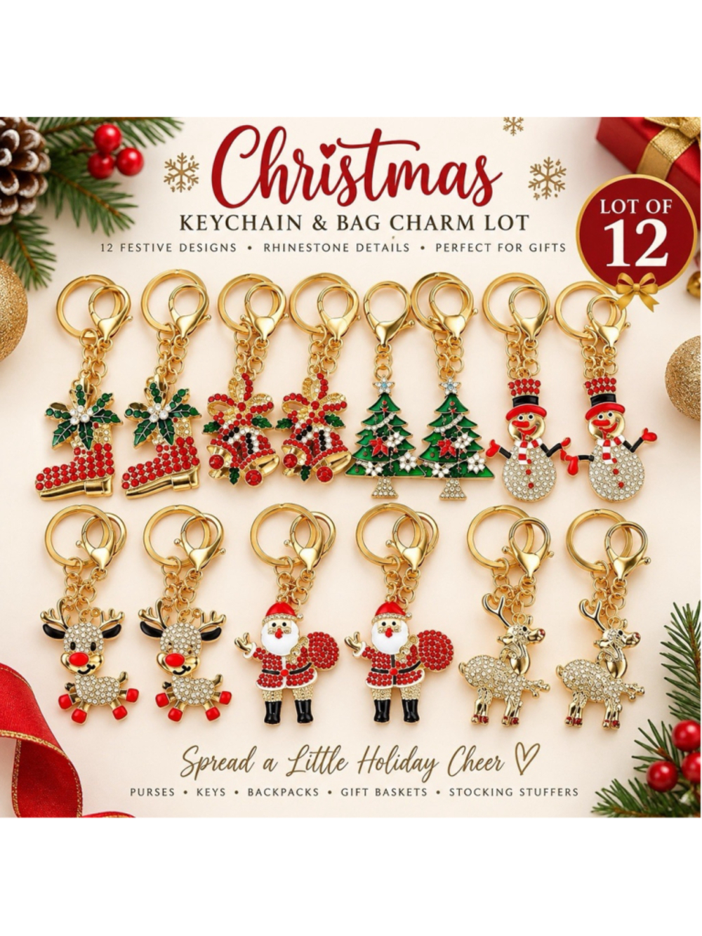 Christmas Keychain Colorful Enamel Ornaments Cute Decorations Christmas Gifts